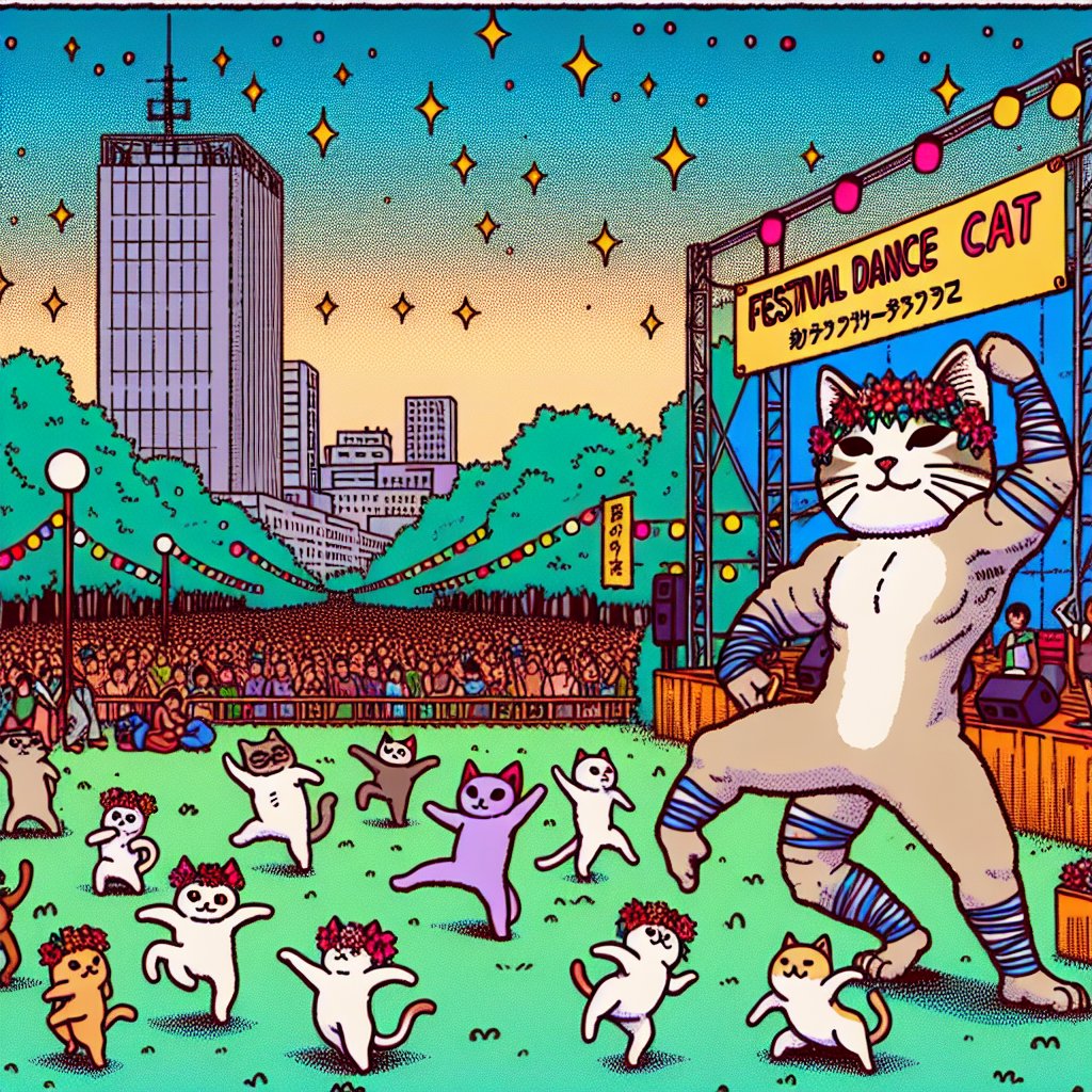 お祭りダンス猫