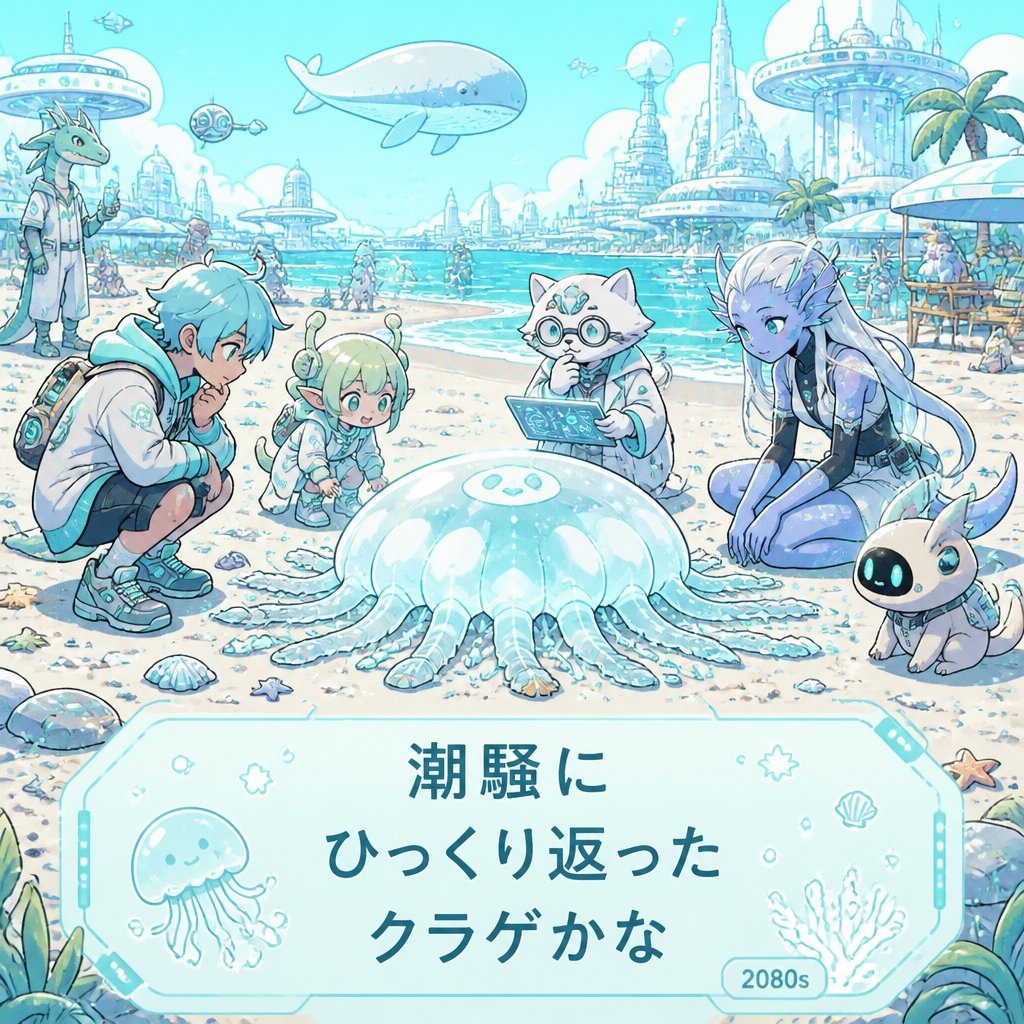 潮騒に　ひっくり返った　クラゲかな