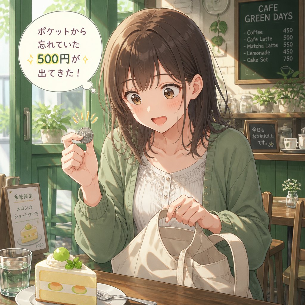 ポケットから忘れていた500円が出てきた