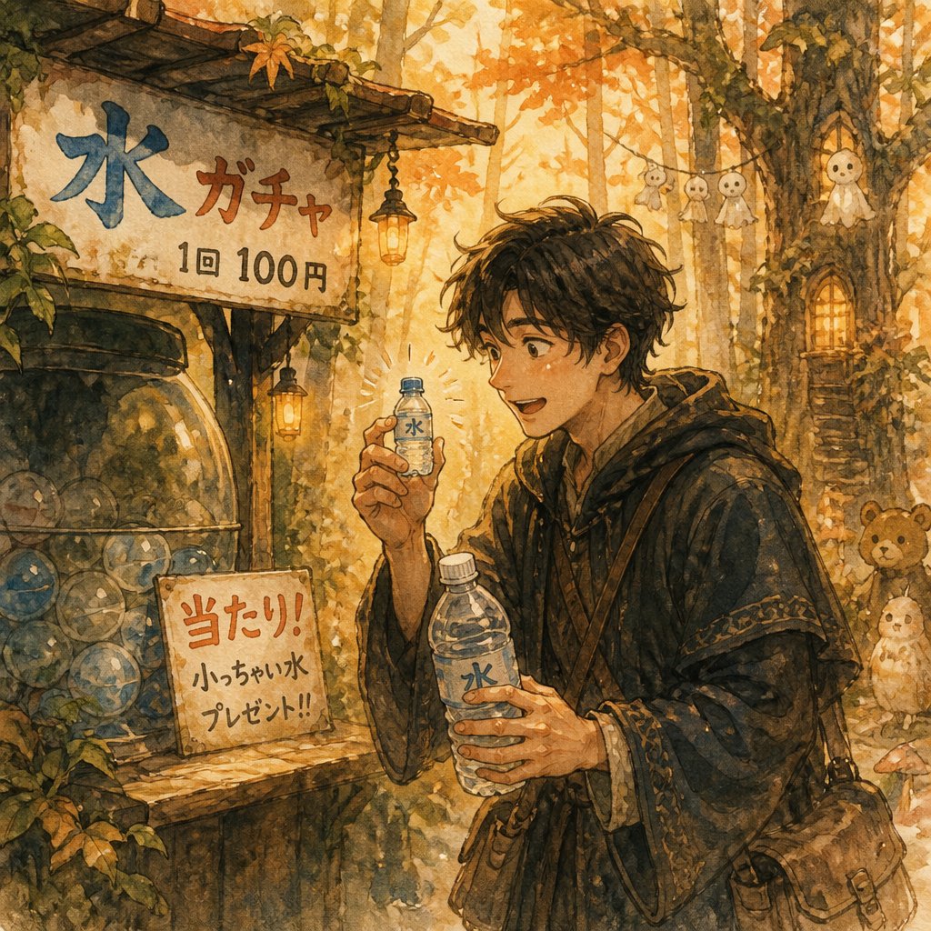 水を買ったら小っちゃい水が当たった