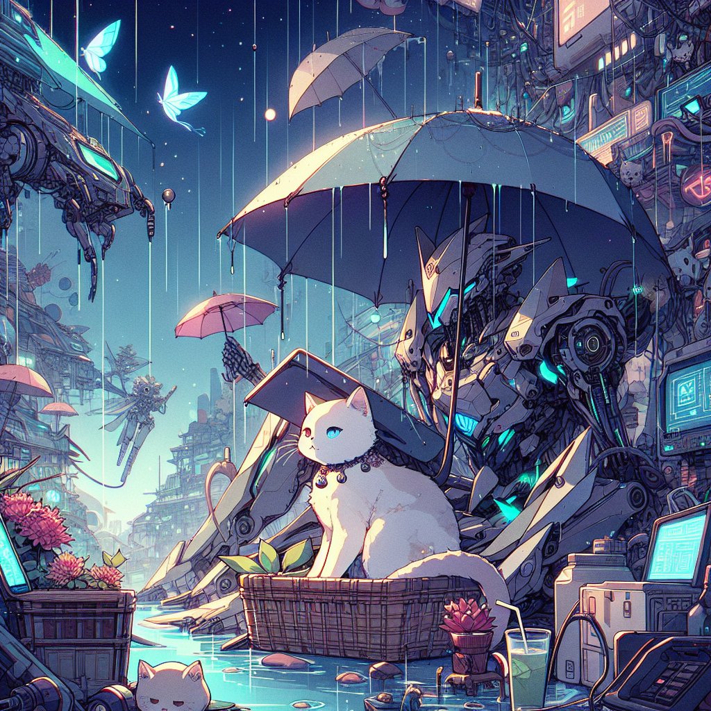雨宿りねこ