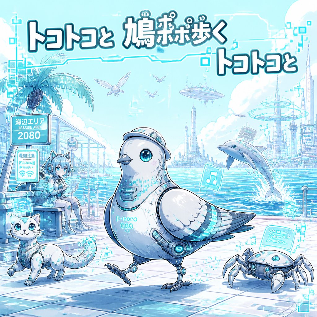トコトコと　鳩ポポ歩く　トコトコと