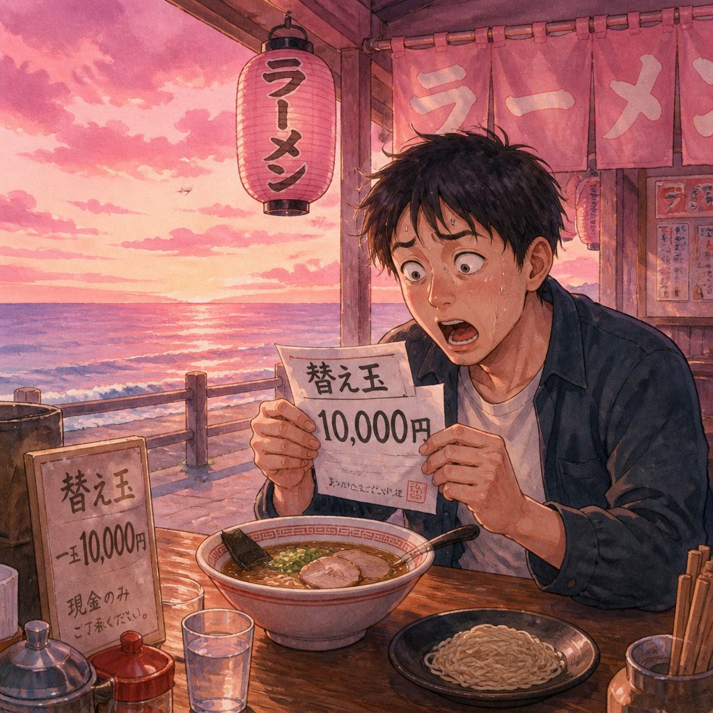 ラーメンの替え玉が一万円だった