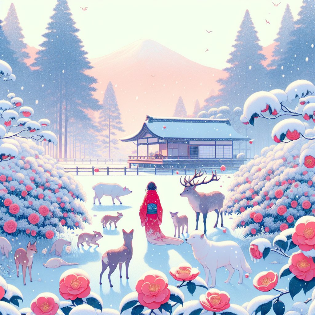 ふわふわと　椿におつる　やわき雪