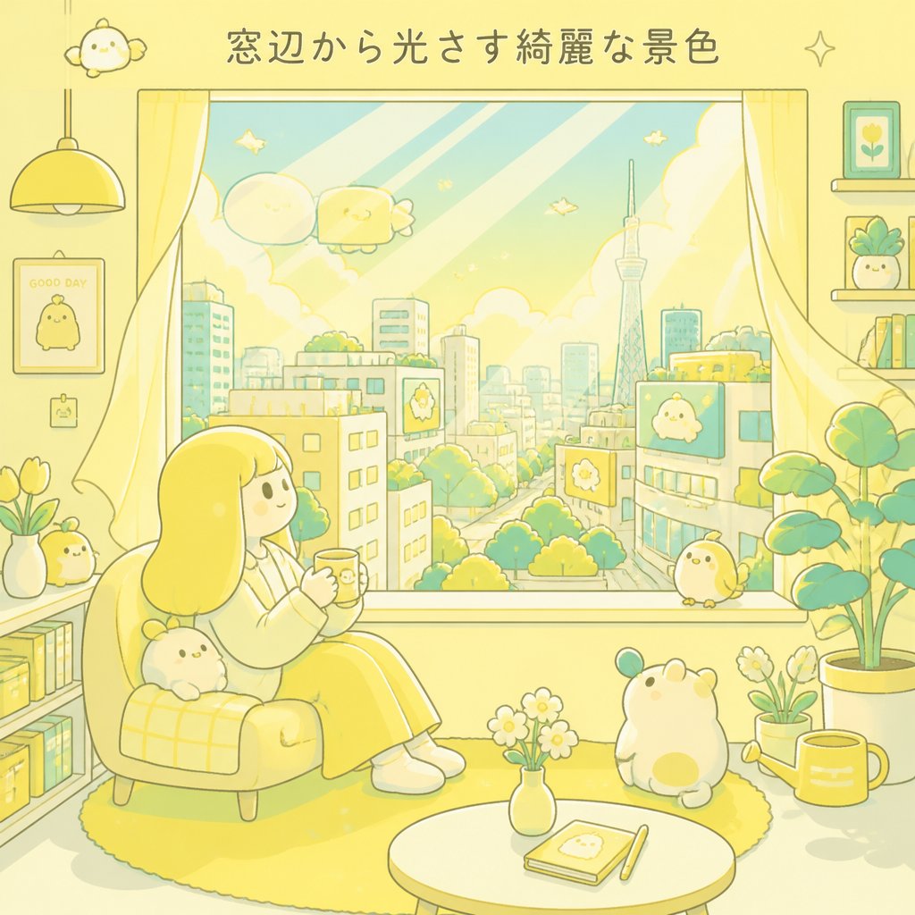 窓辺から光さす綺麗な景色