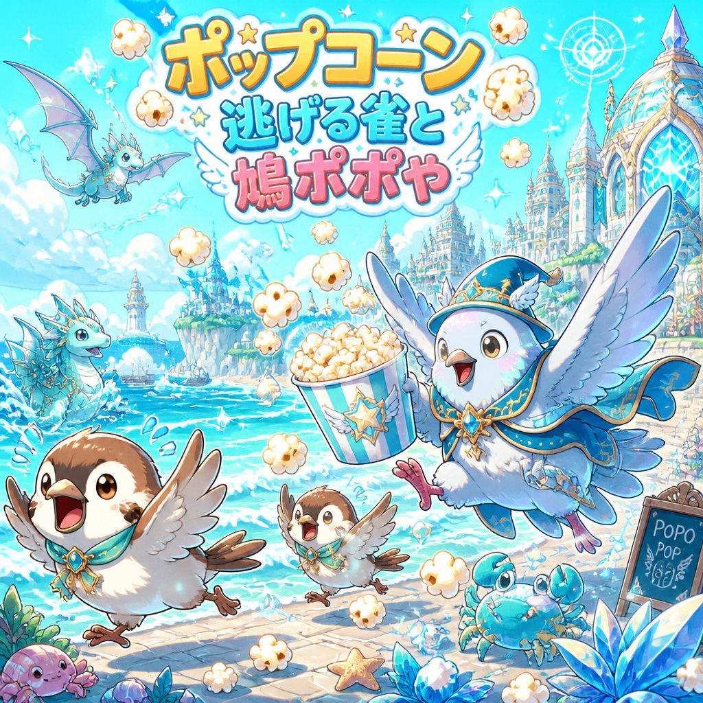 ポップコーン　逃げる雀と　鳩ポポや