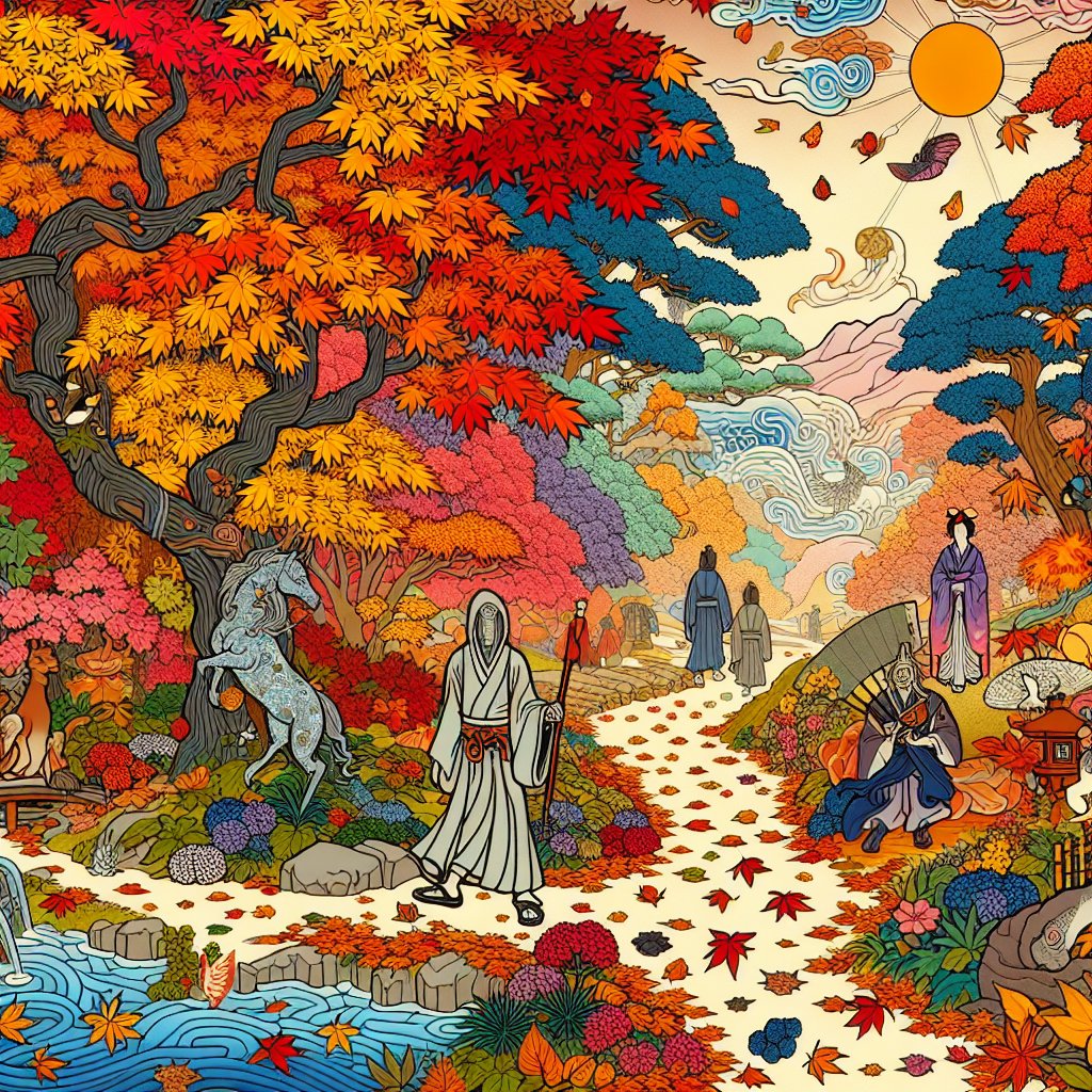 爛々と　道を彩る　紅葉かな