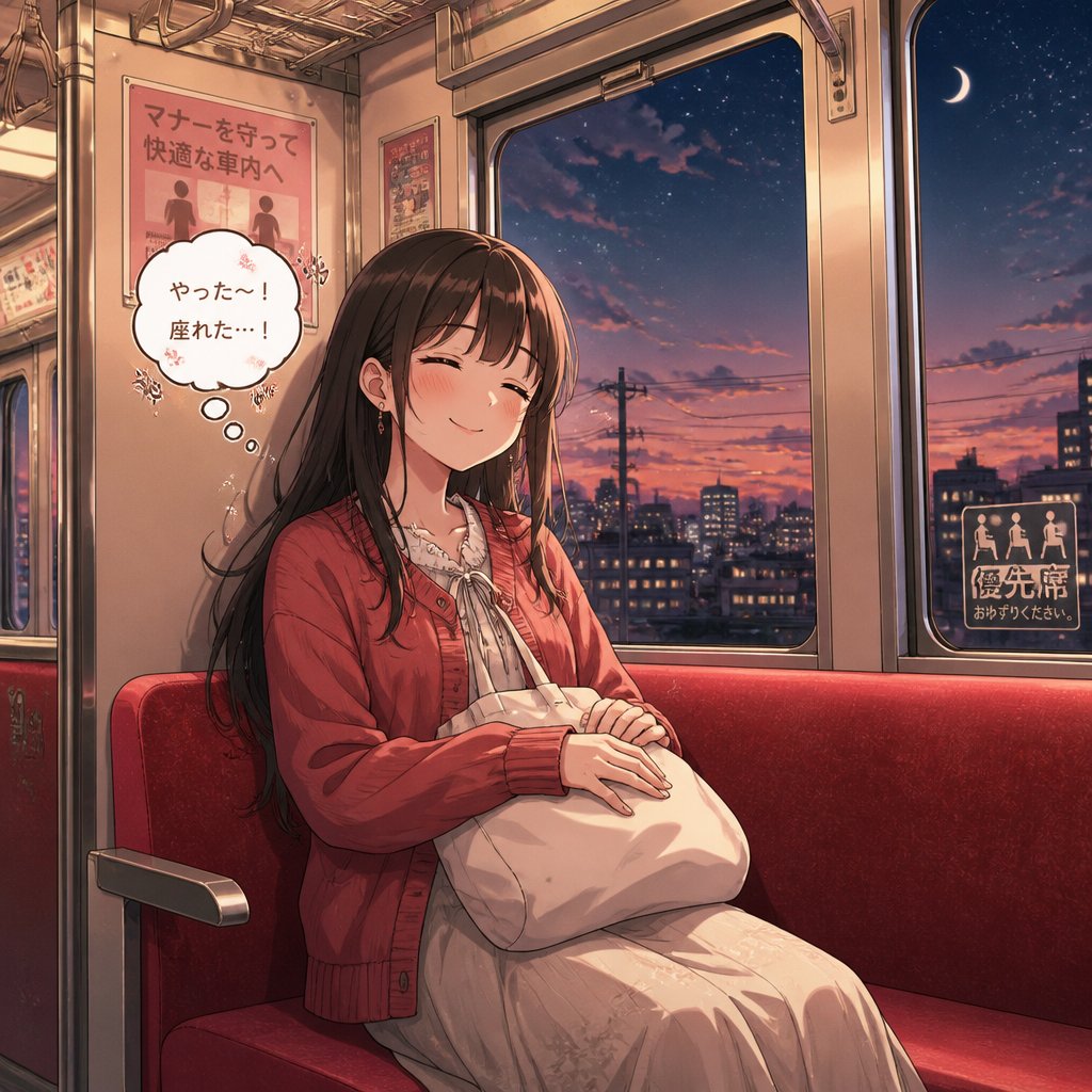 電車で座れた