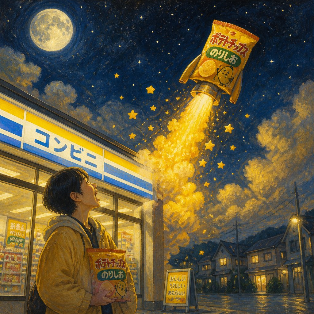 コンビニで好きなお菓子がロケットに変身した