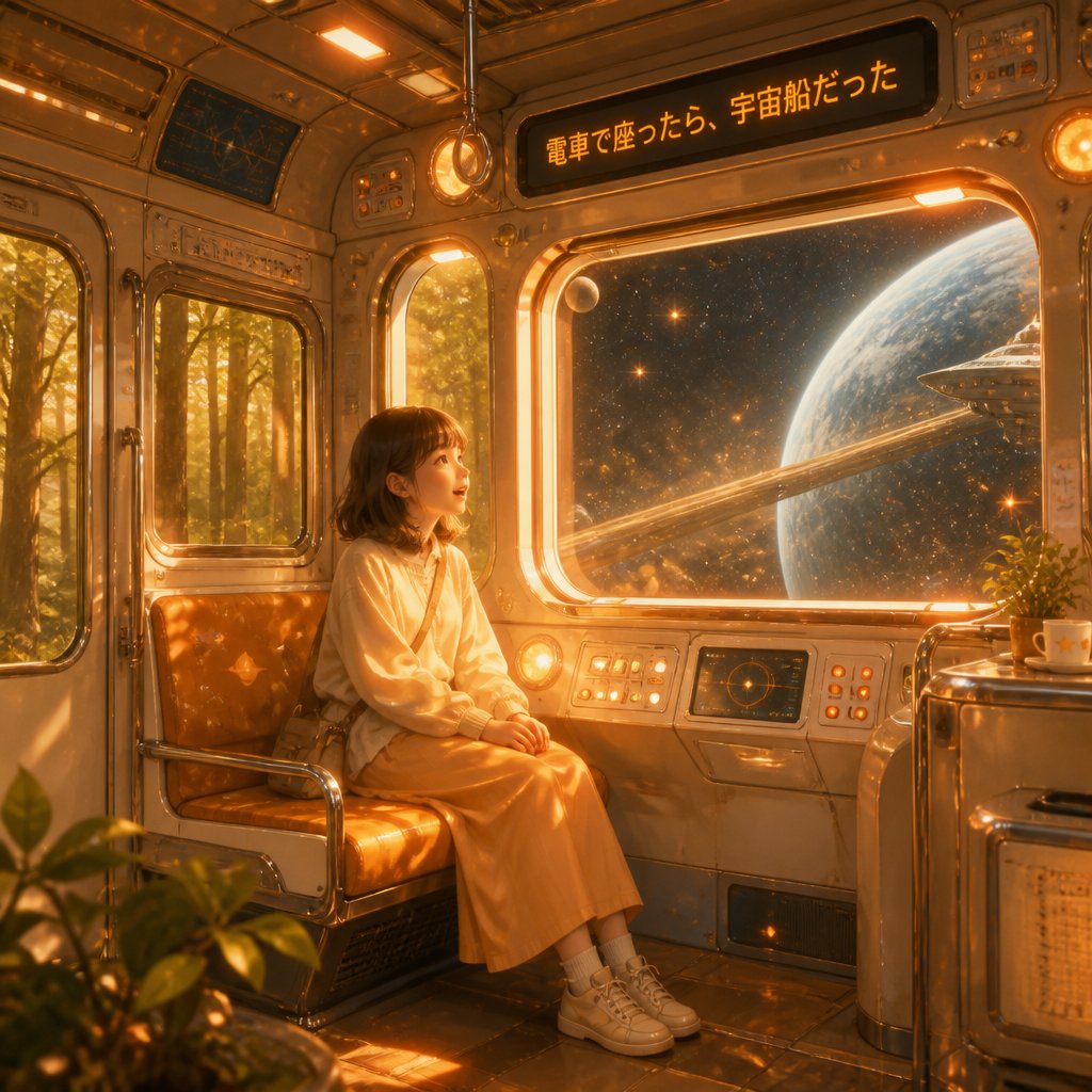 電車で座ったら、宇宙船だった