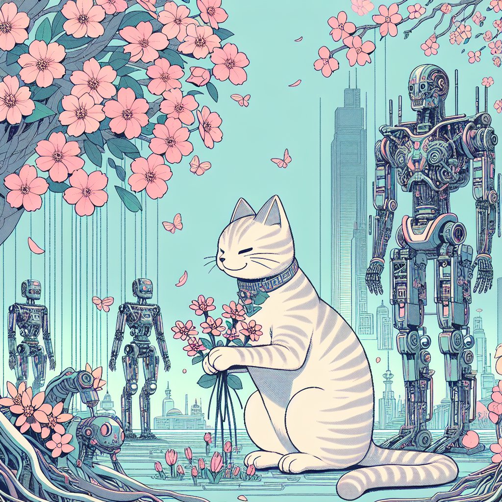 お花大好き猫