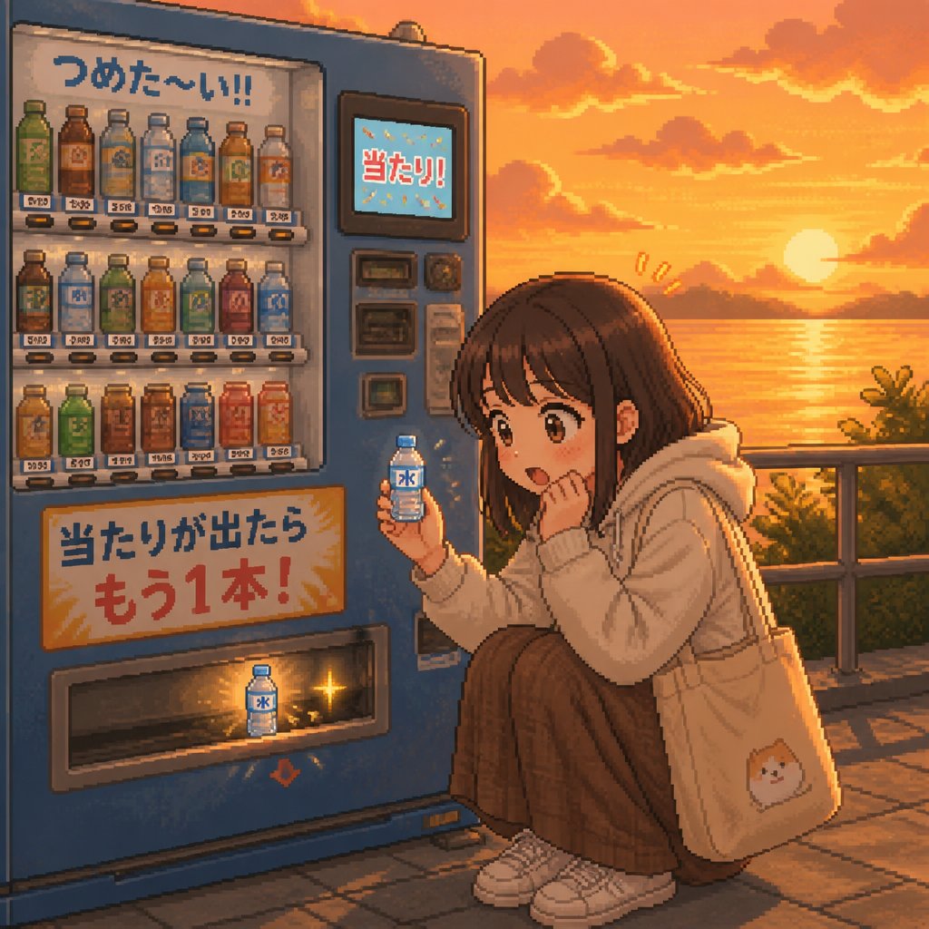 水を買ったら小っちゃい水が当たった